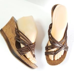 Decree never worn braided cork wedges sandals